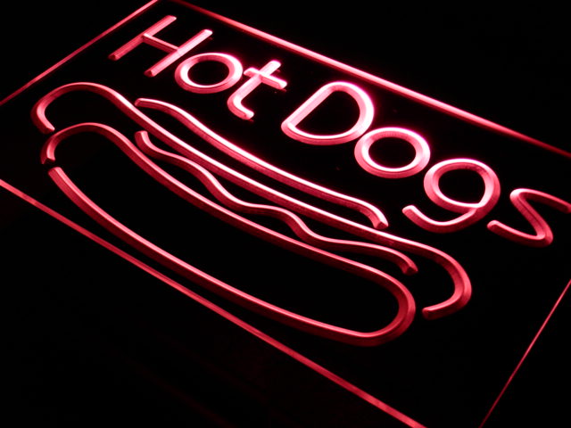 Neon 3D LED Leucht-Schild Hot Dogs, Leuchtreklame